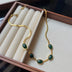 Boho Fashion Jewelry Green Stone Crystal Snake Chain Multilayer Necklace for Women - Minihomy