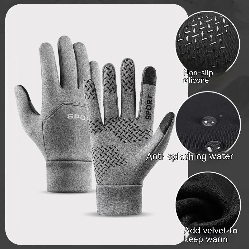 Outdoor Waterproof Autumn And Winter Fleece-lined Thermal Touch Screen Gloves