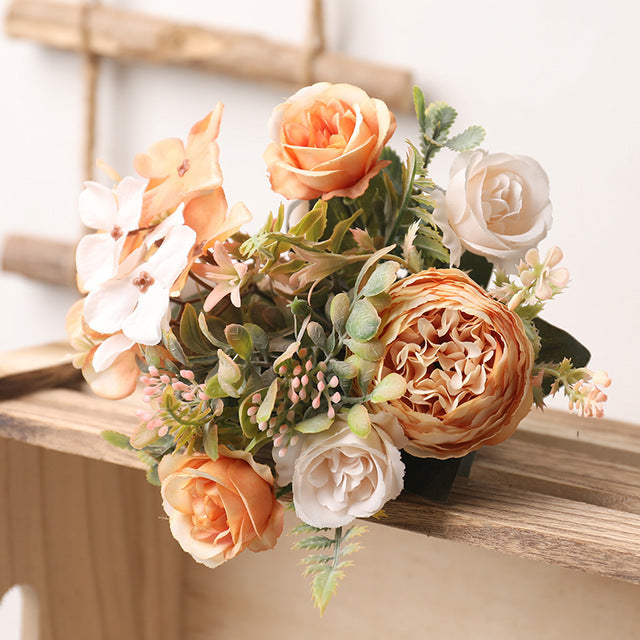 Silk Faux Rose Flower Wedding Home Autumn Decor