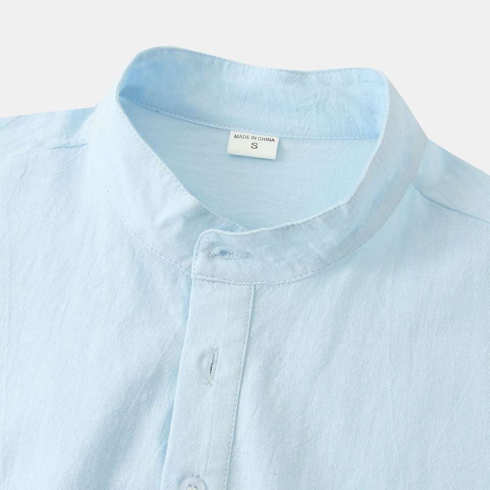 Casual Solid Color Shirt Short Sleeve Shirt Beach T-Shirt Men Tops Summer - Minihomy