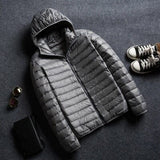 Lightweight Down Jacket Hooded Men Short - Minihomy