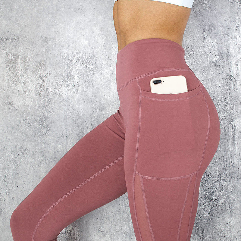 Mesh Stitching Side Pocket Yoga Pants