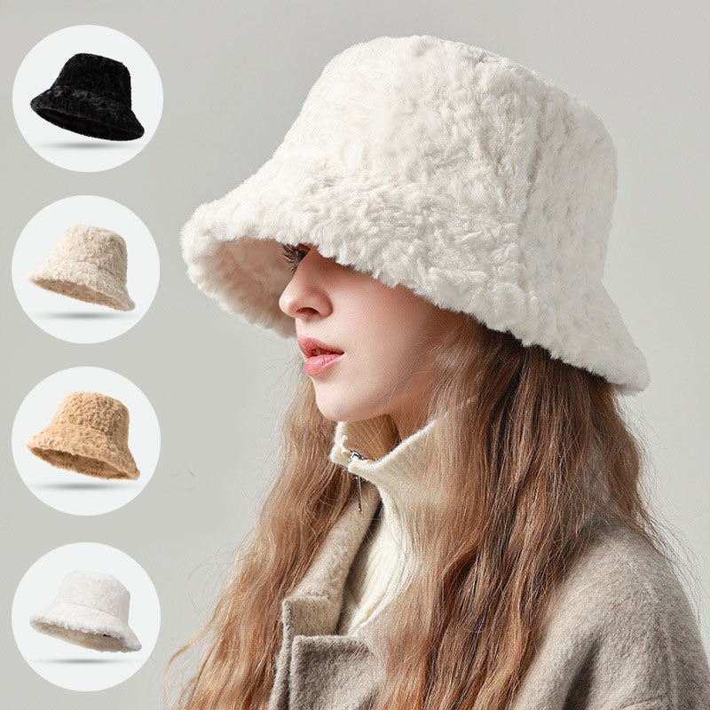 Lambswool Fisherman Hat Winter Warm Solid Color Hats Women