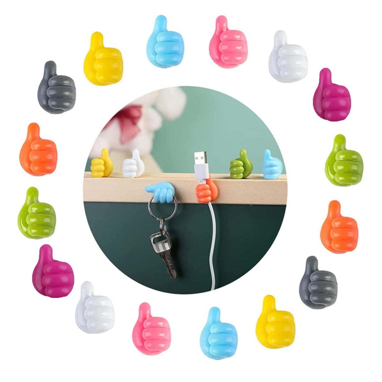 Multifunctional Clip Holder Thumb Hooks Wire Organizer Wall Hooks Hanger