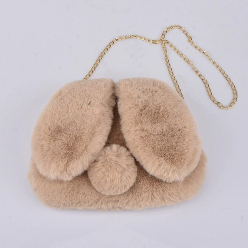Women's Portable Plush Rabbit-themed Shoulder Bag