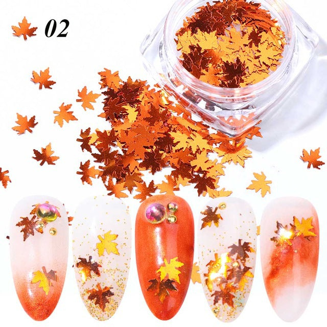 Gradient Maple Leaf Nail Sequins: Add a Touch of Autumn Glam