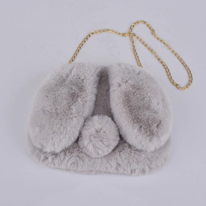 Women's Portable Plush Rabbit-themed Shoulder Bag