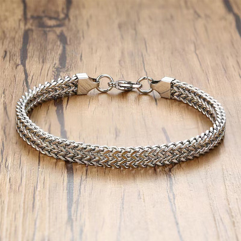 18K Gold Thick Hemp Flower Bracelet - Titanium Steel, Unisex Jewelry Gift