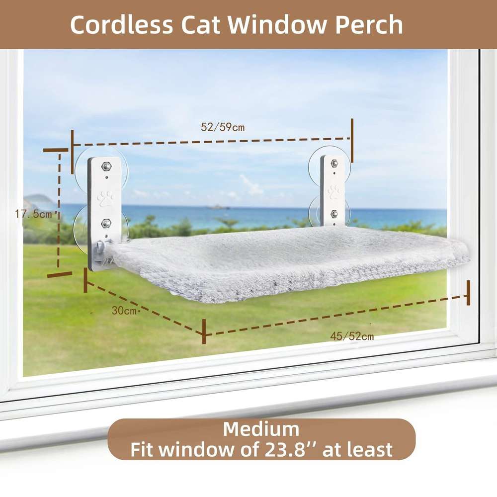 Cordless Cat Hammock Window Perch - Foldable Indoor Pet Seat - Minihomy