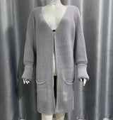 Solid Color Loose Knitted Sweater Mid-length Coat