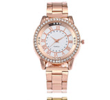 Vansvar Brand Rose Gold Watch Luxury Women Dress Rhinestone Quartz Watch Casual Women Stainless Steel Wristwatches Female Clock