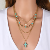 Boho Turquoise Cross Chic Necklace - Minihomy