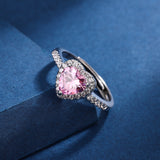 Luxury Peach Heart Zircon Diamond Ring for Women - High-End Engagement Jewelry