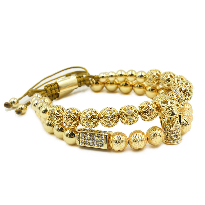 Crown Charm Studded Zircon Macrame beads Bracelets
