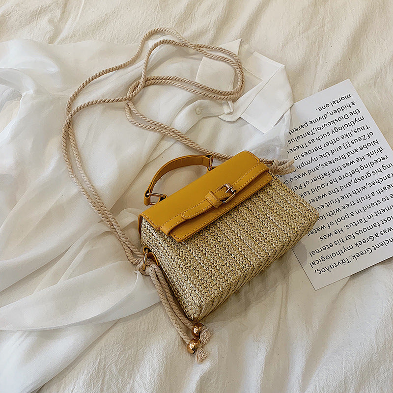 Fashion style shoulder bag women straw woven bag