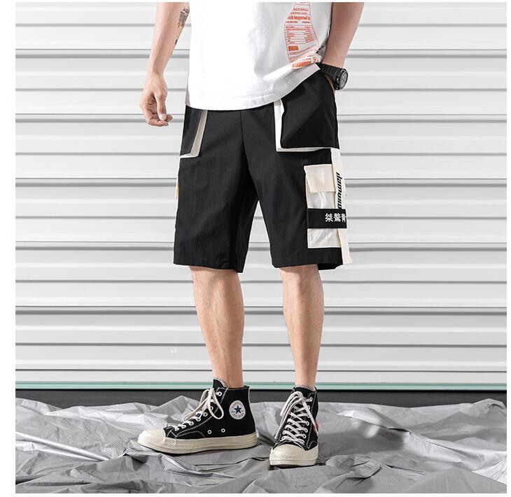 Hip hop shorts mens black casual street wear elastic shorts - Minihomy