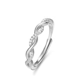 S925 Sterling Silver Twist Micro Inlaid Zircon Exquisite Adjustable Style Ring