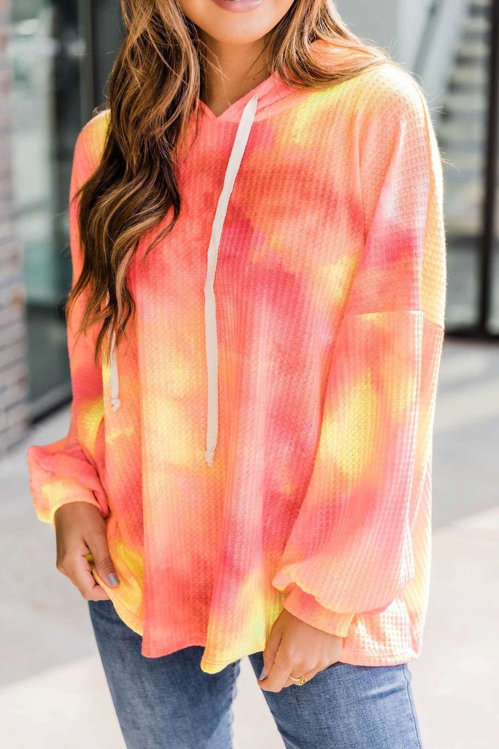 Ladies Tie Dye Hooded Long Sleeve Sweatshirt Pullover - Minihomy