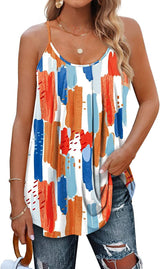 Women's Summer Vest Pleated Spaghetti Strap Tank Top