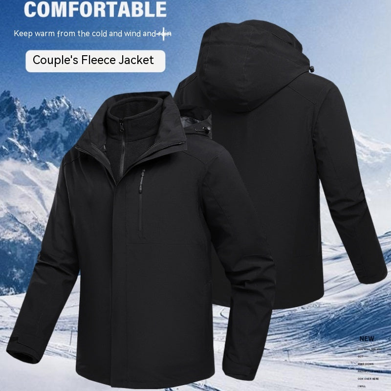 Three-in-One Waterproof Fleece-lined Thick Jacket