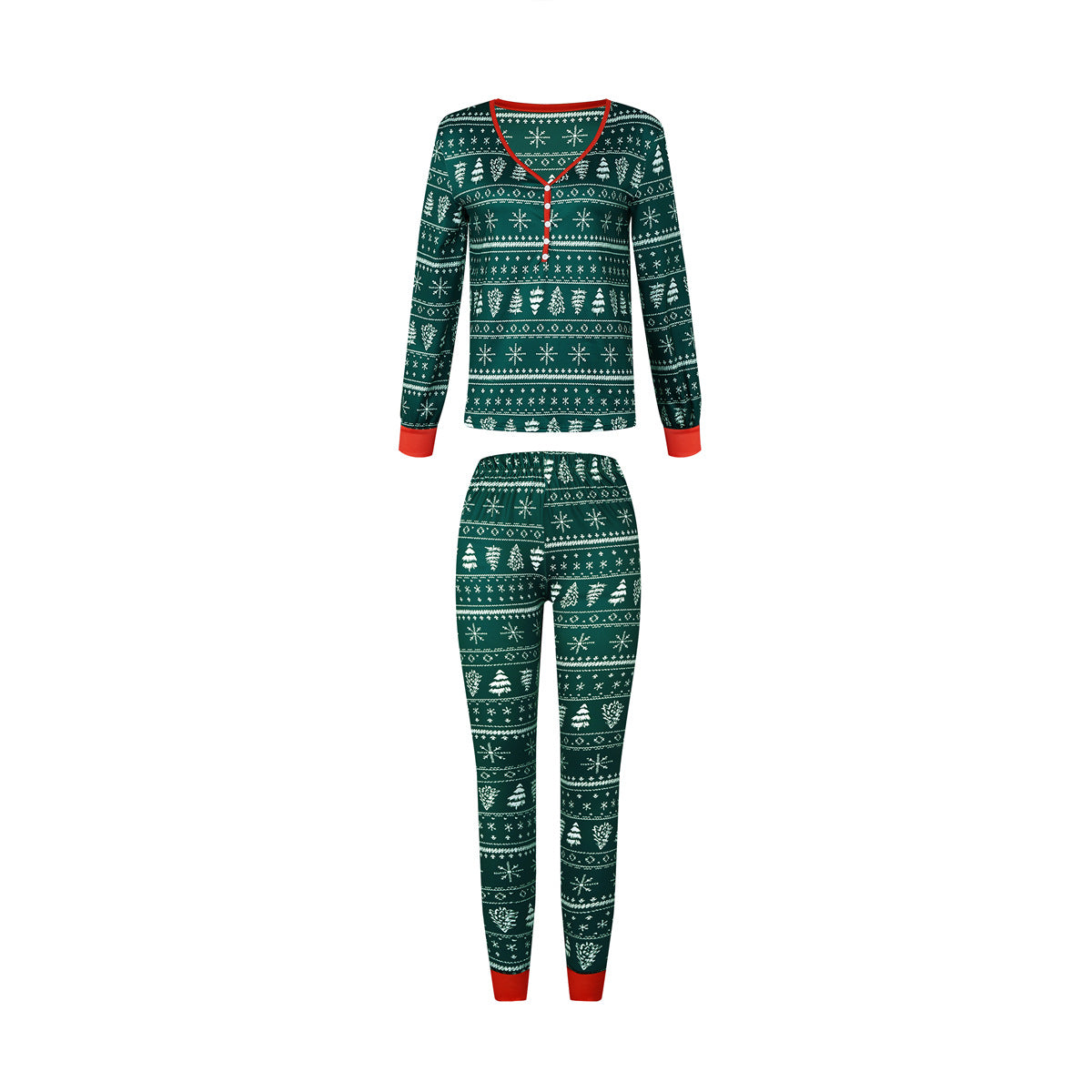 Christmas Print Contrast Color Parent-child Home Suit - Minihomy