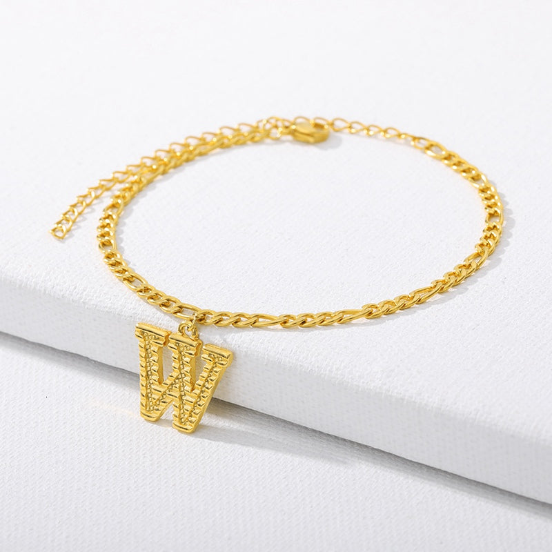 Initial Gold Letter Anklet Alphabet Pendants Jewelry - Minihomy