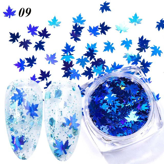 Gradient Maple Leaf Nail Sequins: Add a Touch of Autumn Glam