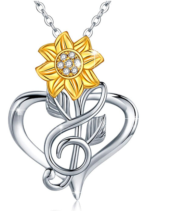 Sunflower Heart Pendant Necklace