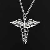 Rotating Dragonfly Snake Stick Angel Wings Necklace