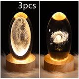 LED Night Light Galaxy Crystal Ball Table Lamp - 3D Planet Moon Lamp for Bedroom Home Decor