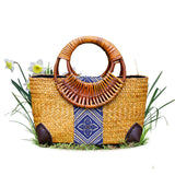 Vintage handmade straw handbag