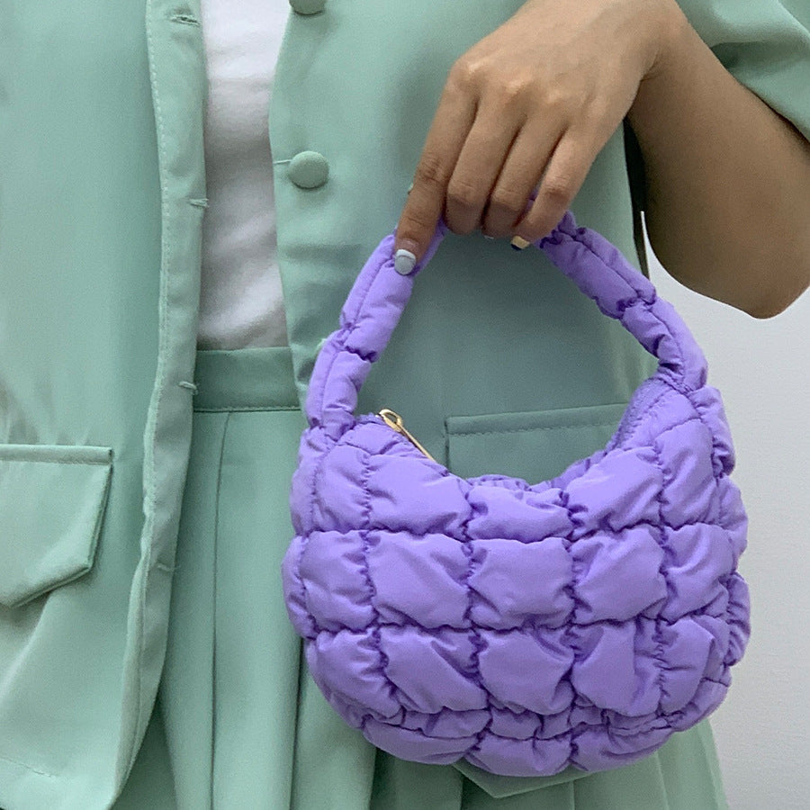 Women's Pleated Puff Cloud Plaid Handbag