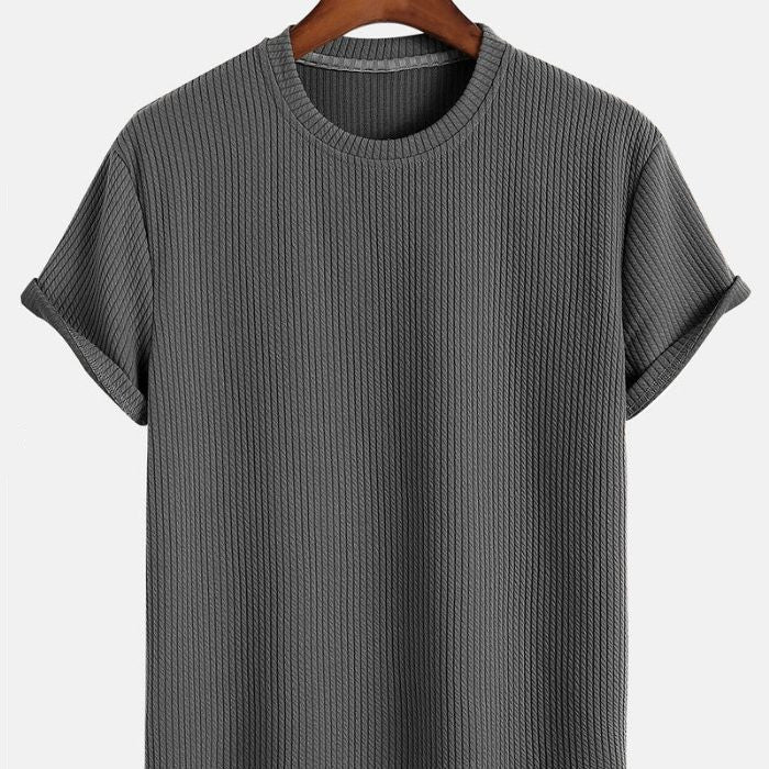 Men's Solid Color Loose Round Neck T-shirt