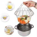 Stainless Steel Telescopic Folding Basket - Frying Basket with Thermometer