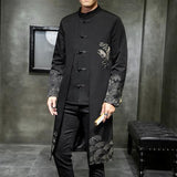 Men's Trendy Mid-length Hanfu Embroidered Trench Tang Suit Casual Coat