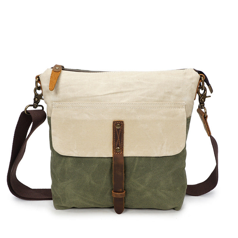 Waterproof Wax Canvas Messenger Bag - Retro Leather Satchel for Boys