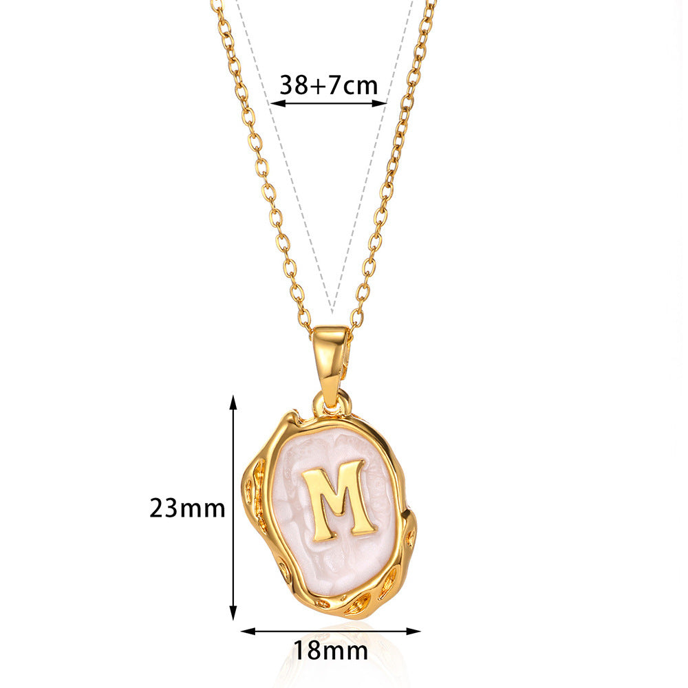 Simple 26 Letters Drop Oil Three-dimensional Necklace: Personalized Elegance