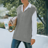 Solid Color Women's Knitted Sleeveless Vest Sweater Vest