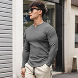 Autumn Men's Long-sleeved V-neck T-shirt