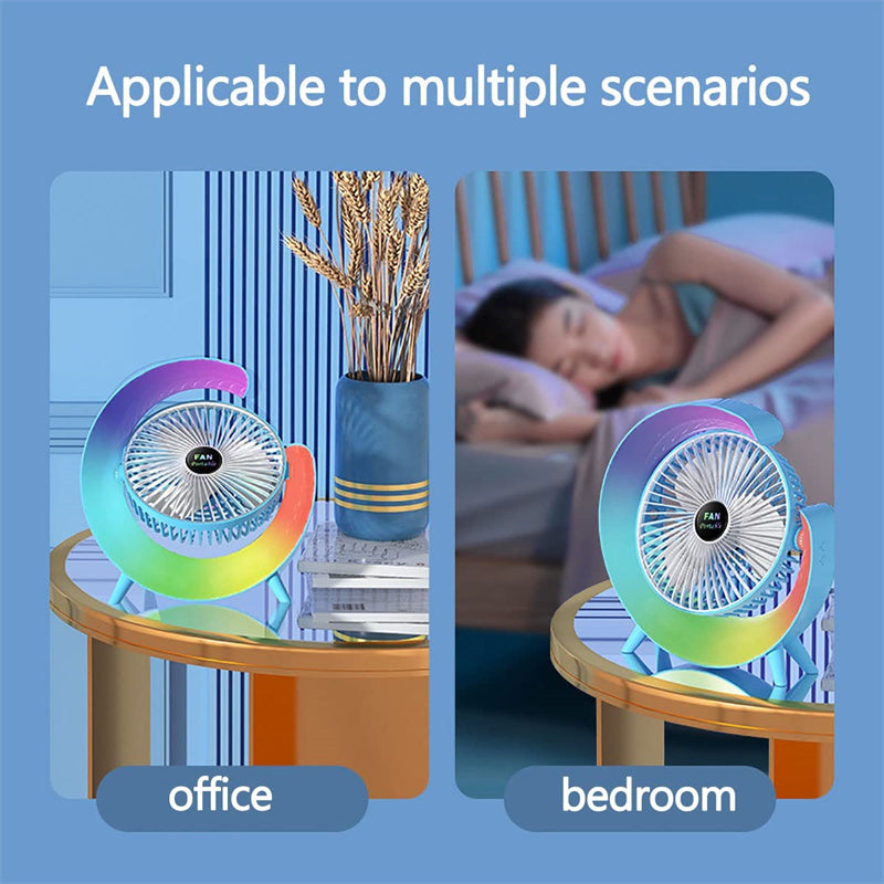 New Bright Night Light Charging Fan Desktop Silent Mini Electric Fan Portable Fan USB - Minihomy