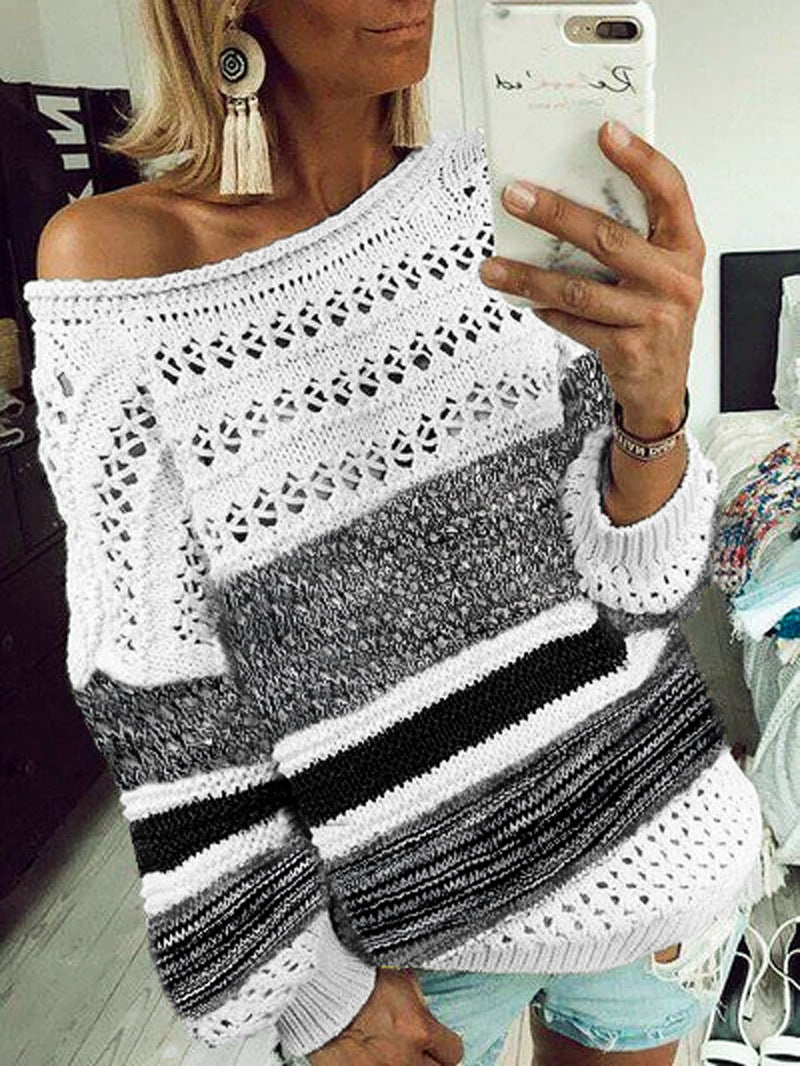 Printed round neck sweater