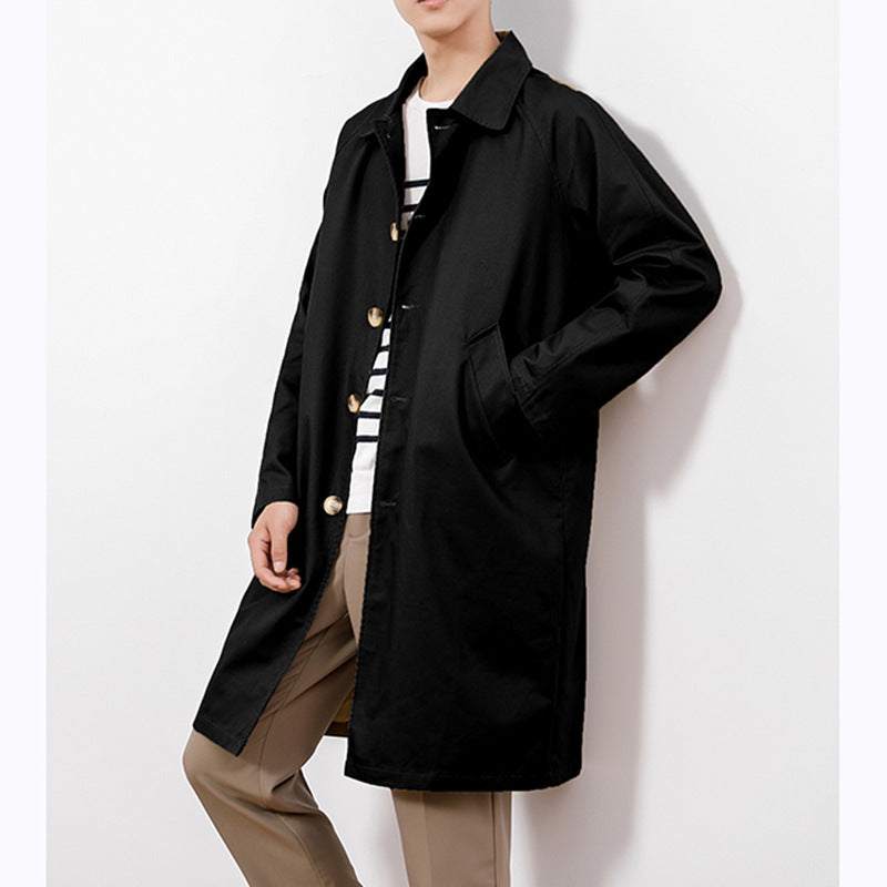 Men's Single-breasted Casual Mid-length Trench Coat: Your Stylish Companion