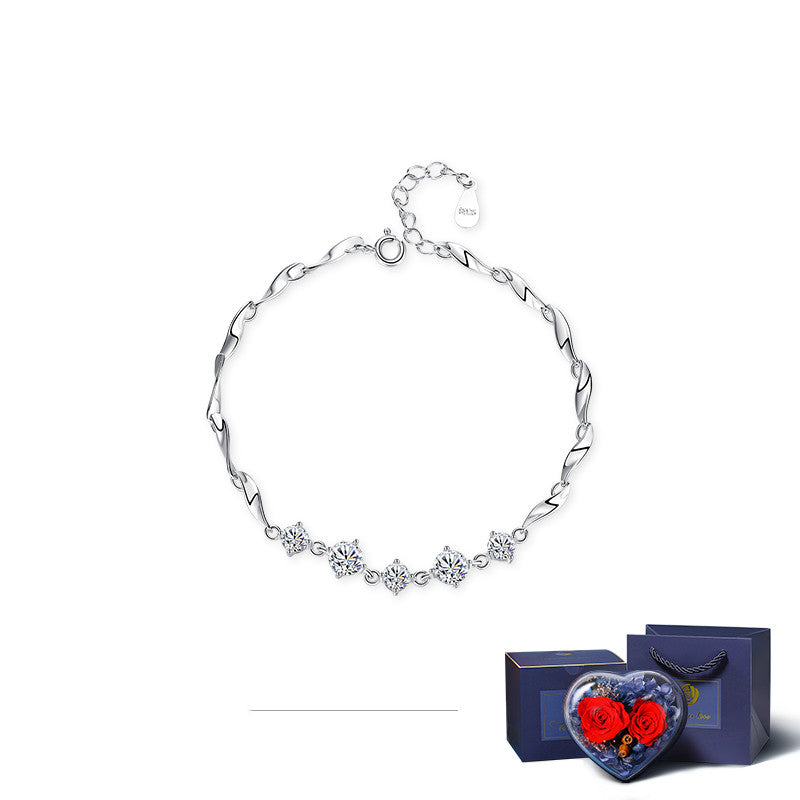 Sterling Silver Bracelet For Girls Simple Niche Design