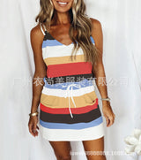 Stripe Drawstring Summer Dress Loose Sleeveless Comfortable Casual Outfits Wear