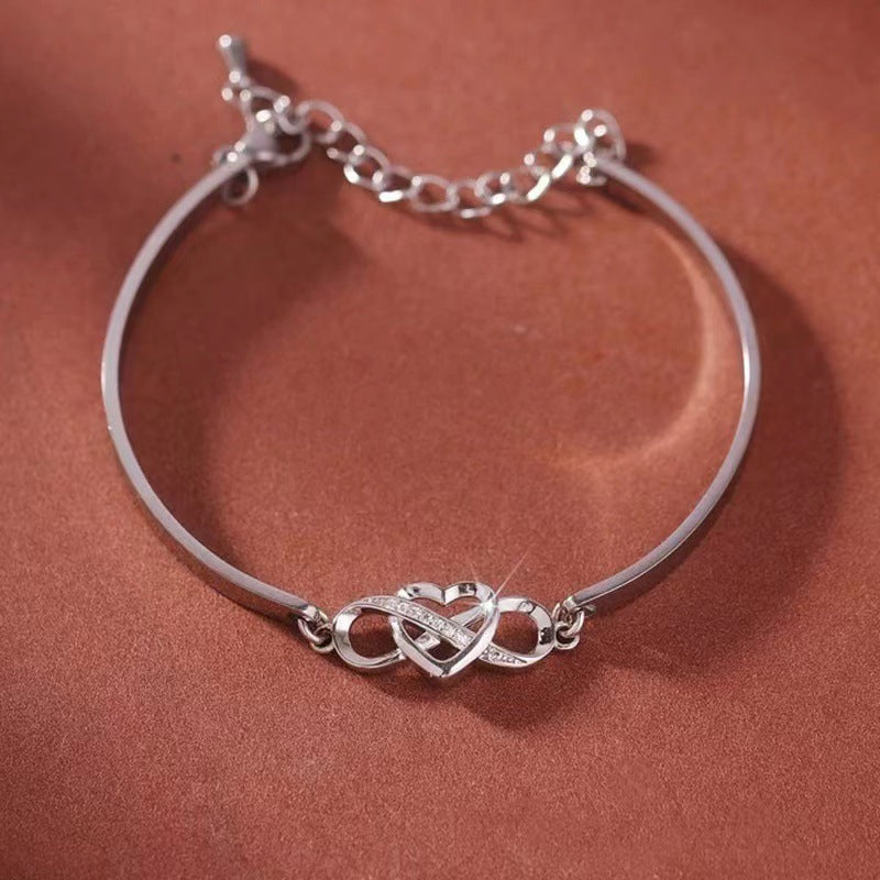 Infinity Heart Bracelet Bangle Crystal Love Forever Symbol Charm Bracelets - Minihomy