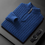 Fall Winter Men Half Zip Sweater Diamond Lattice Sweater: Elevate Your Winter Style