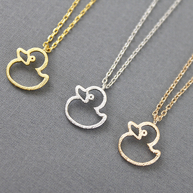 Cute Hollow Little Duck Sweet All-matching Animal X Necklace Pendant - Minihomy