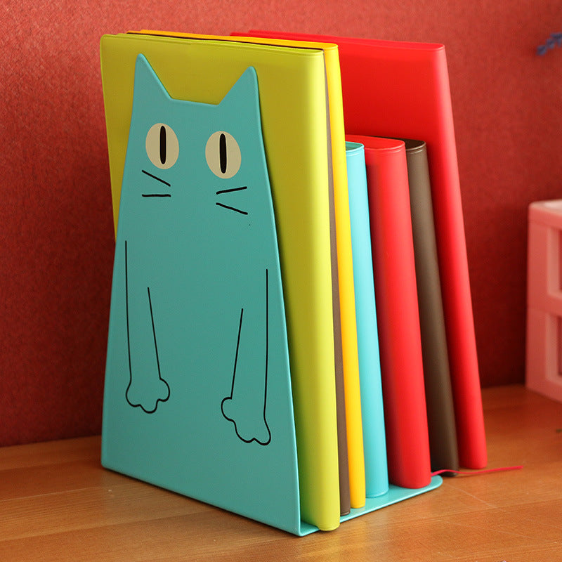 2Pcs Desk Book Shelf Bracket Metal Bookcase Iron Cute Animal Cat Book Stand