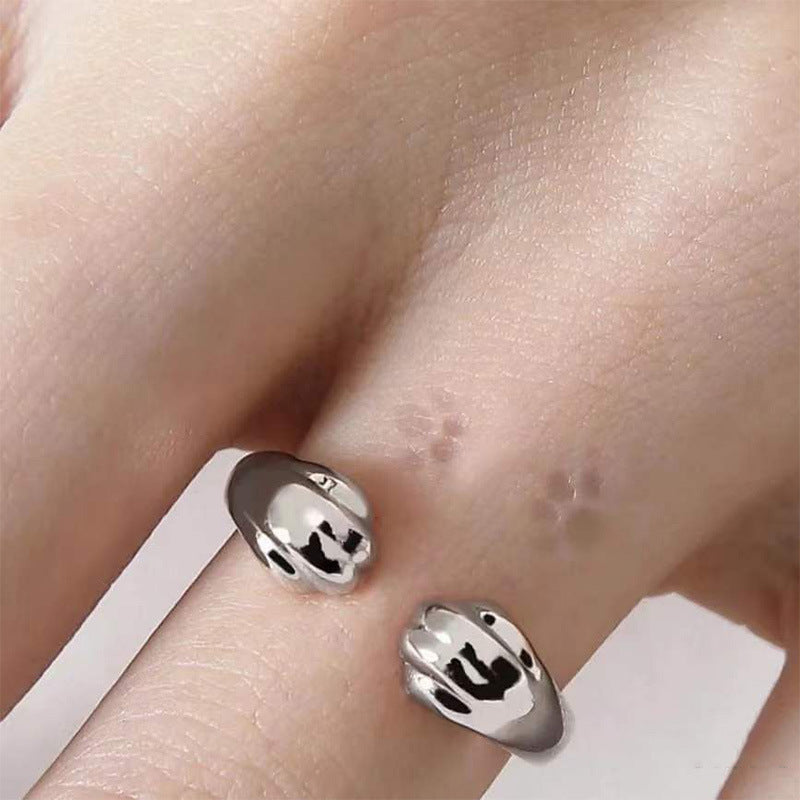 Adorable Cat Paw Silver Ring - Stray Cat Design - Minihomy