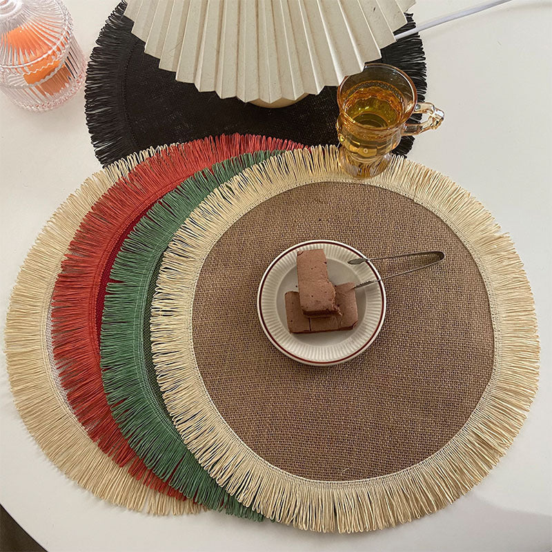 Home Decor Handwoven Jute Tassel Placemats